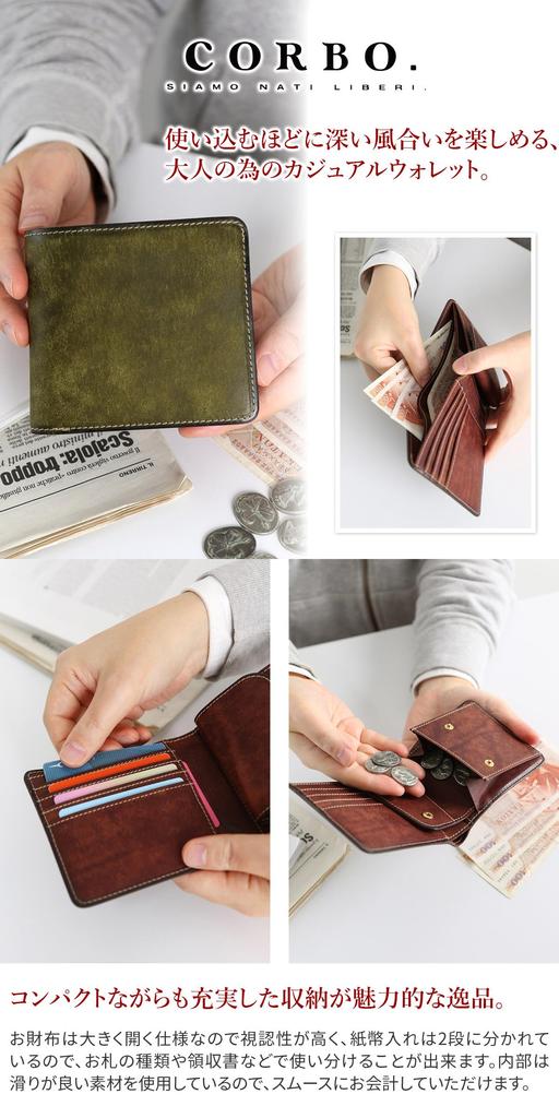 Corbo Men's Genuine Leather Bi-fold Wallet, Navy, CO-1LN-1701-73