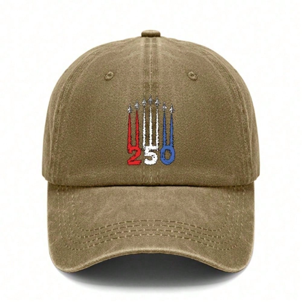 [Patriotic Baseball Cap] 250Th Anniversary Jet Formation Print Polyester Adjustable Hat Lightweight Curved Brim Casual Outdoor Sports - Dad Hat,