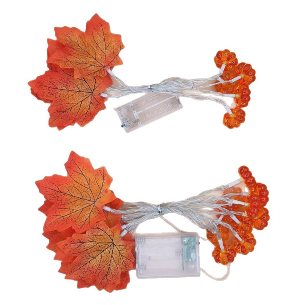 10 LED Maple Leaf String Lights Thanksgiving Decorations Battery Powered Fairy Lights with Pumpkin For Home Outdoor Fall Decor