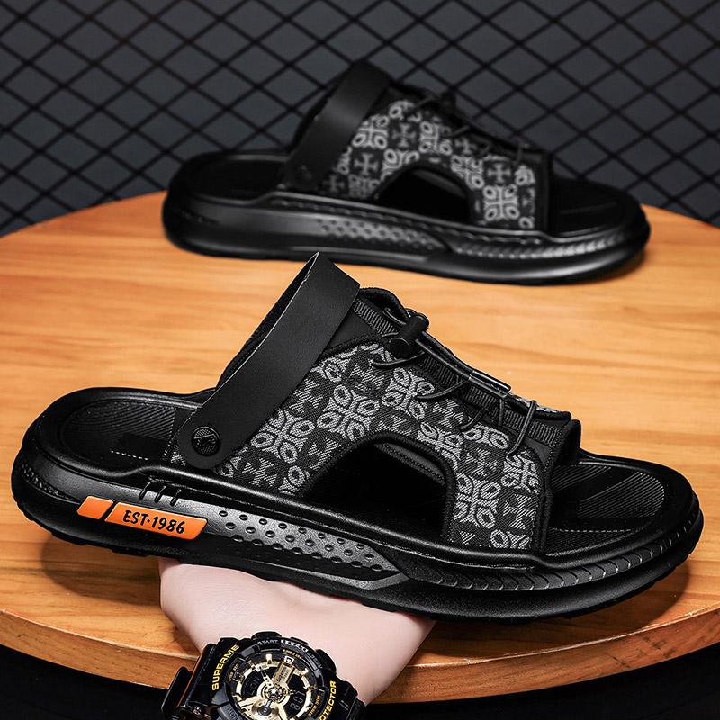 

Высококачественные мужские повседневные сандалии Летние уличные дышащие противоскользящие водонепроницаемые пляжные туфли Молодежные спортивные шлепанцы двойного назначения 38 чёрный