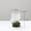 Vase en Verre Géométrique Désaligné Dégradé Mat Vert Joint de Bambou Vase en Verre Hydroponie Terrarium Accessoires de Décoration pour la Maison