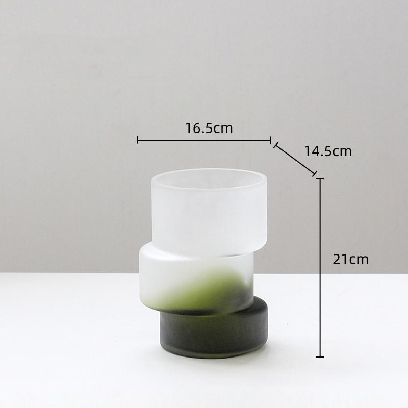 Стеклянная ваза Геометрическая смещенность Матовый градиент Зеленый Стебель бамбука Стеклянная ваза Гидропоника Террариум Аксессуары для домашнего декора