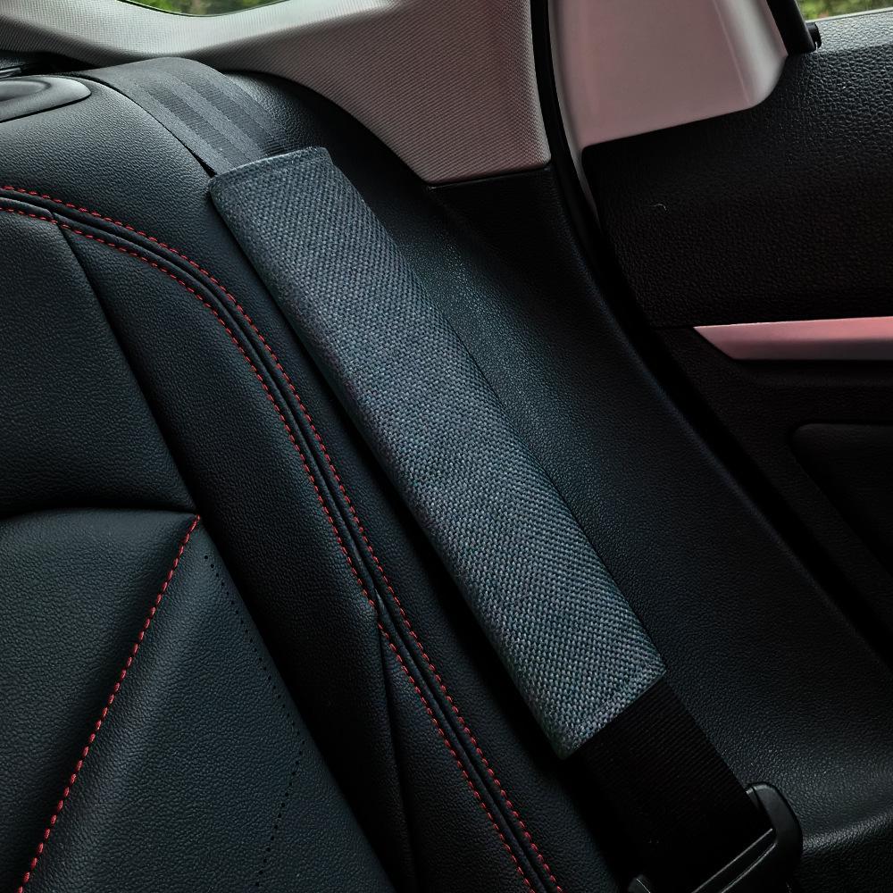 Linen Car Seat Belt Shoulder Cover - Comfortable, Anti-Chafing Protector