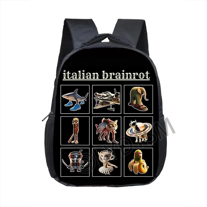 Kids Baby Cartoon School Bags 16inch Funny Italian Brainrot Small Backpack for 5-10 Years Old Tralalero Tralala Children Bookbag