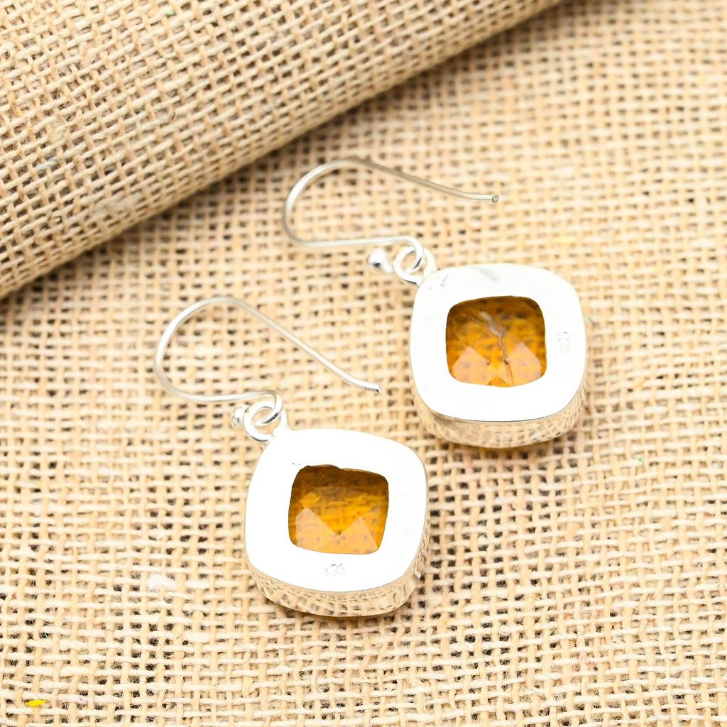 Honey Topaz Gemstone Handmade 925 Solid Sterling Silver Jewelry Earrings For Women