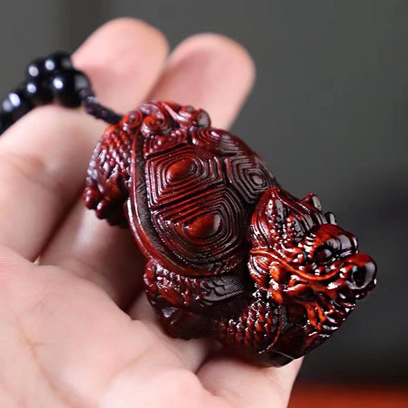 Rosenholz Pixiu Reichtumsanhänger - Nashornhorn-Design