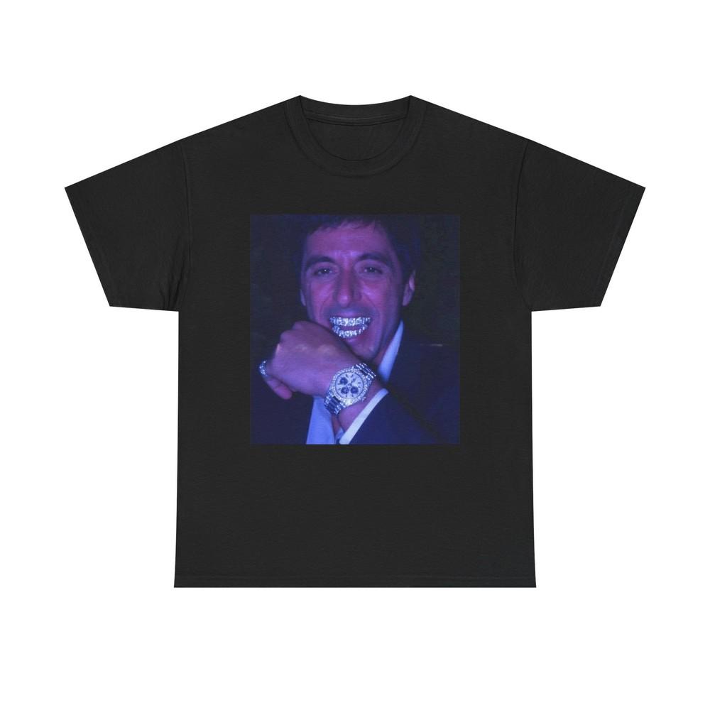 Scarface Iced Out Funny Graphic T Shirt Unisex Heavy Cotton Tee