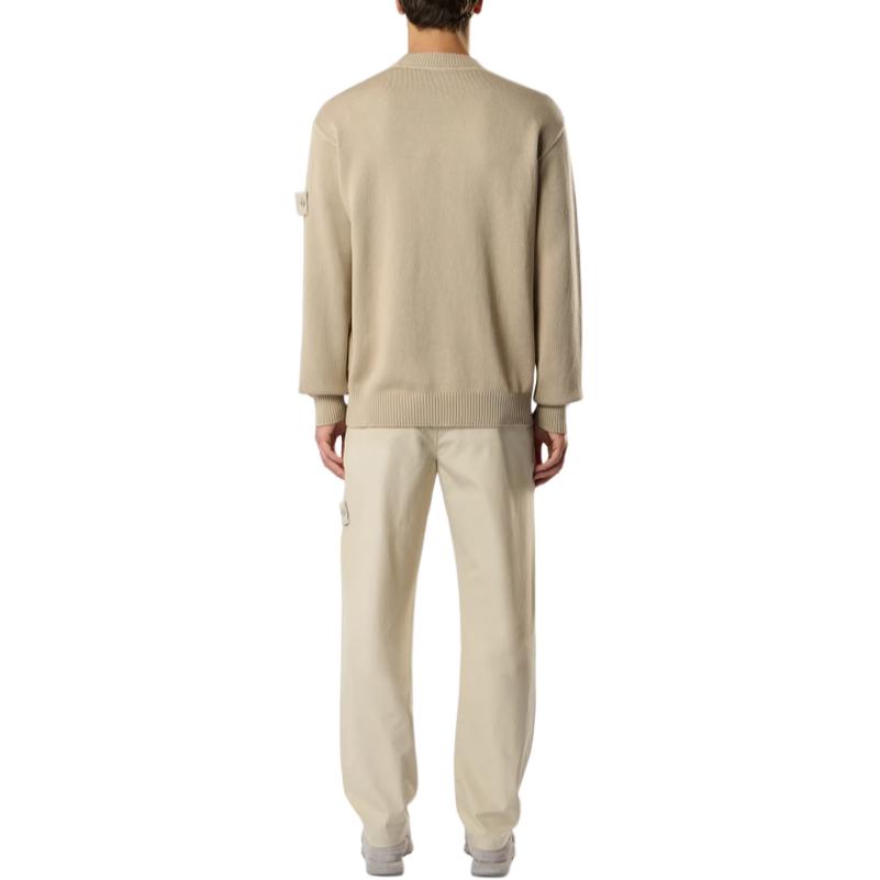 STONE ISLAND Ghost Series Solid Color Ribbed Collar Badge Knit Sweater Men Sweater L2S1551000-63S00FA-V0090