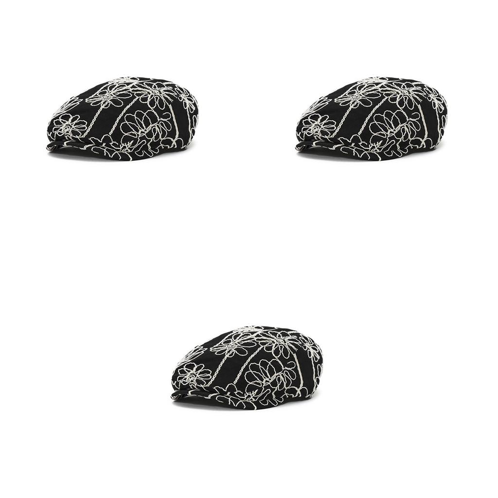 Fashionable Round Top Beret Hat With Handcrafted Floral Embroidery