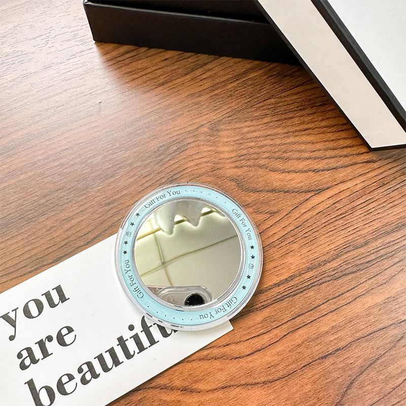 Round Mirror Magnetic Suction Mobile Phone Airbag Bracket Base Portable Makeup Mirror Simple Mirror Sticker Refrigerator Sticker Makeup Mirror