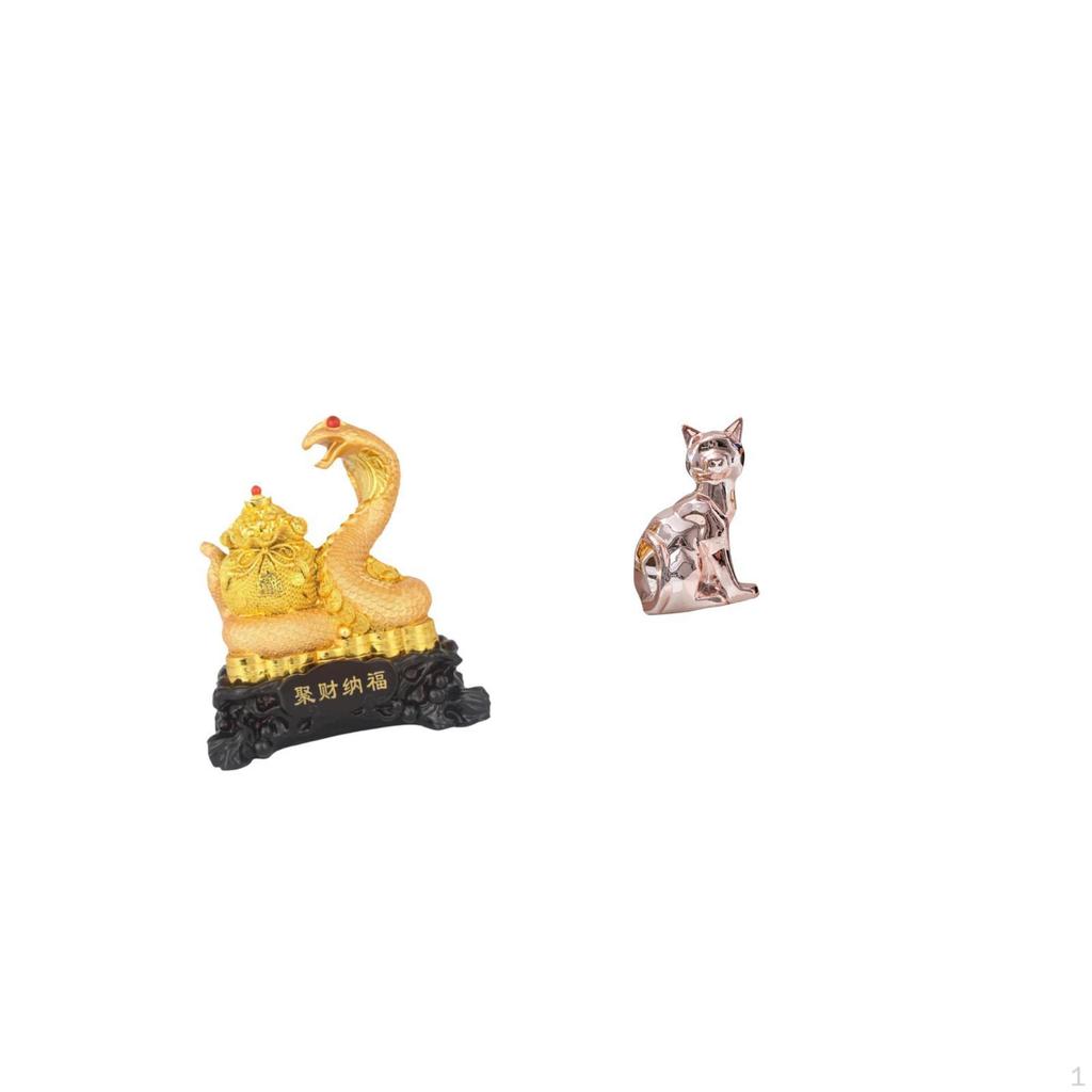 Cat Sculpture Animal Statue Cornucopia Collectible Art Crafts Chinese Year Decorative