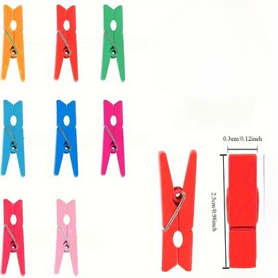 20pcs Of Colored Push Pins With Wooden Clips, Convenient For Displaying Other Items, Suitable For Handicrafts, Schools, Offices
