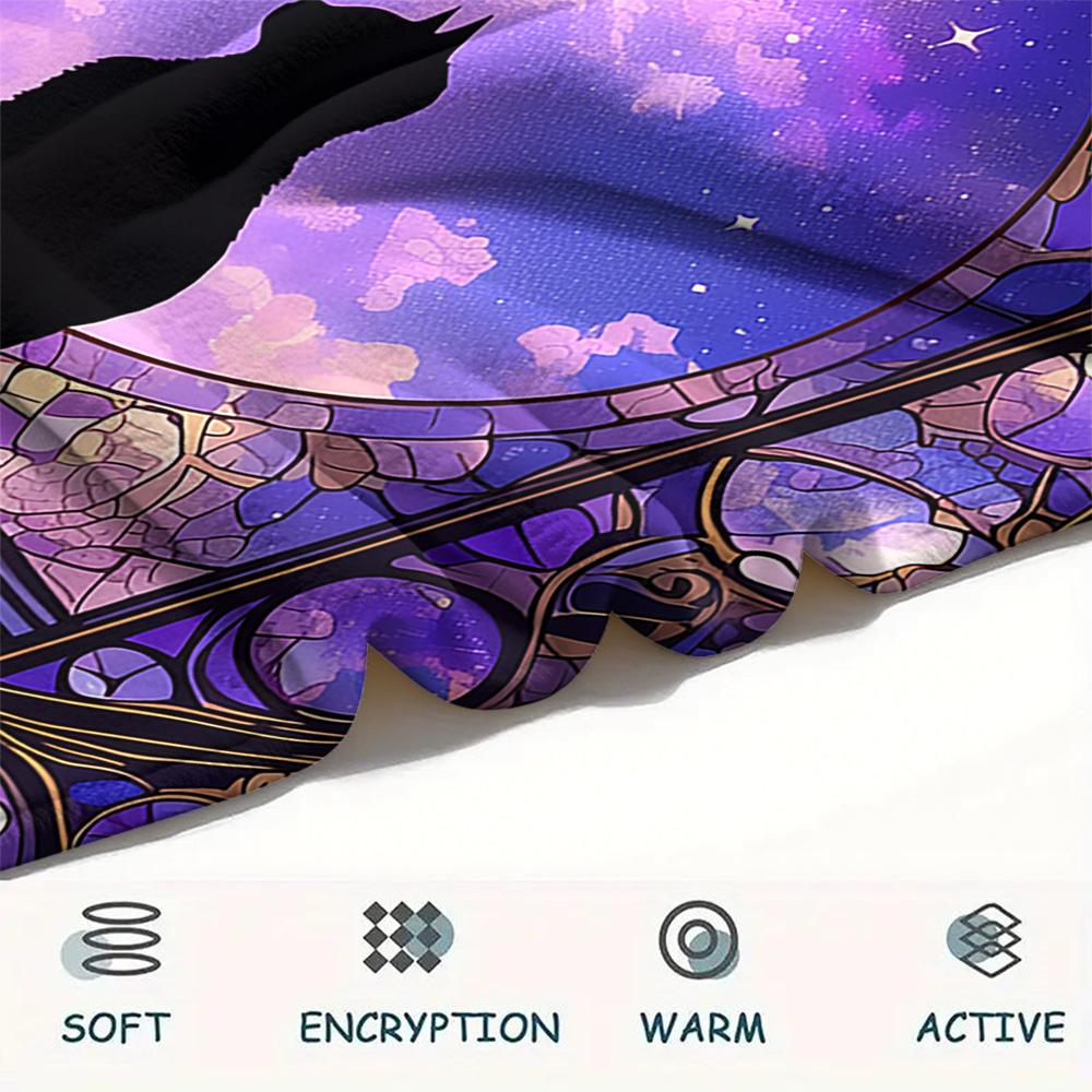 Black Cat Print Flannel Blanket, High Quality Comfortable for All Seasons, Home Decor, Warmth and Comfort, Perfect for Christmas Gifts