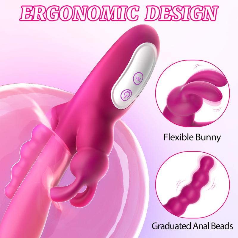 3 In 1 Dildo Rabbit Vibrator Clitoris G Spot Vibrator Anal Beads Sex Toys Female Masturbation Tool for Women Adult Supplies