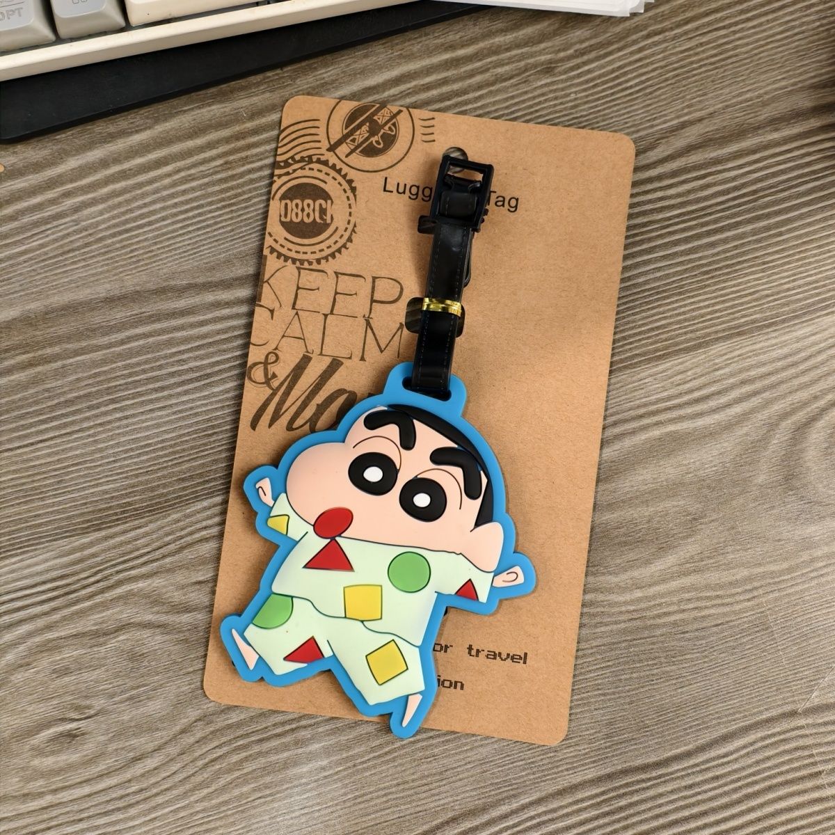 

New Crayon Shin-Chan Masao Anime Figures Cartoon Cute Luggage Tags Travel Bag Charms Boarding Passes Gift Travel Accessories