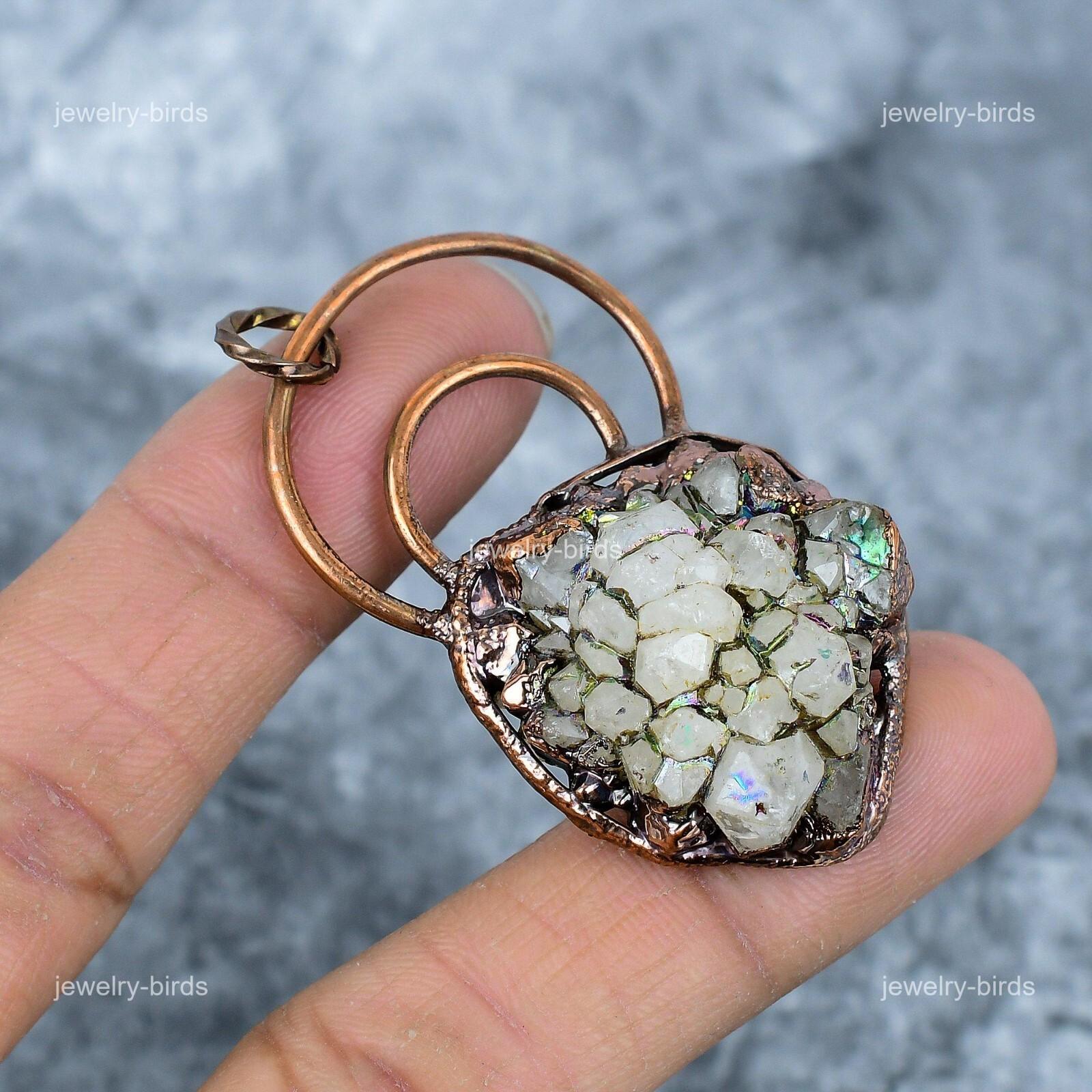 

Fancy Pyrite Druzy Gemstone Copper Unique Electroformed Birthday Pendant Jewelry VP-29