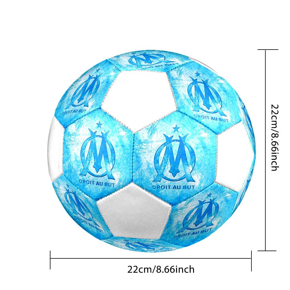 Olympique De Marseille Size 5 Soccer Ball, Machine-Stitched PVC, Durable & High Bounce, All Ages Fit, Fan Merchandise, Matches & Outdoor Use.