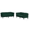 Vidaxl 3-Cz. Living Room Set, Dark Green, Upholstered In Velvet