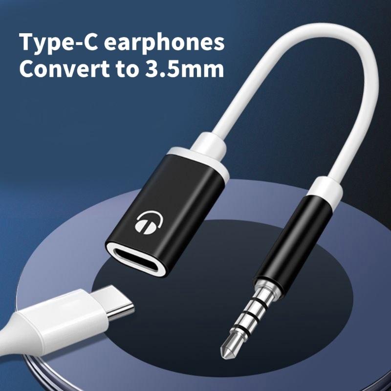 Type C Analog Headphone Adapter Cable Connects 3.5mm Earphones to Mobile Devices for Music and Calls