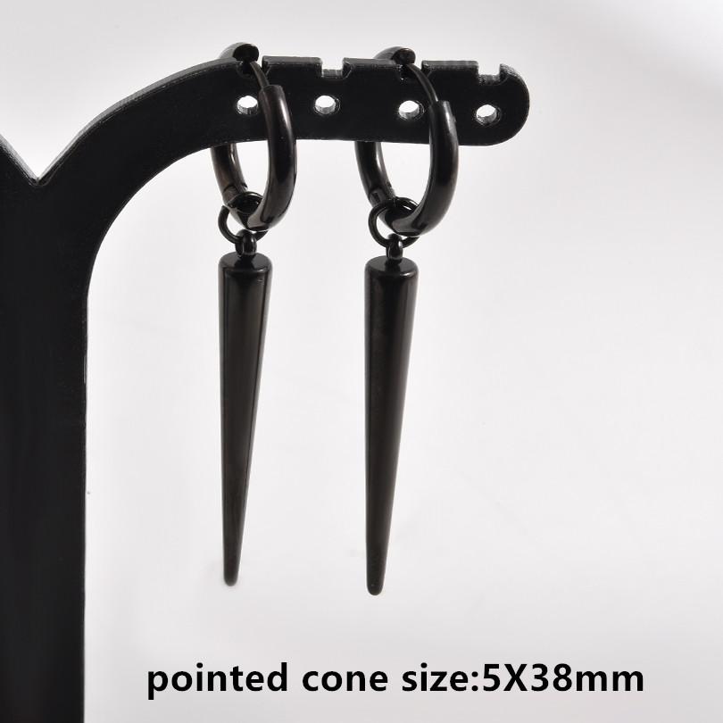 Nicht verblassend Unterschiedliche Länge Spitzkegel Hängeohrringe Edelstahl Runde Creolen für Damen Herren Schmuck Ohrpiercing Geschenk