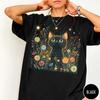 Floral Black Cat Shirt Magical Cottagecore Graphic Tee Gift