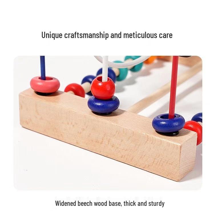 Wooden Animal Bead Maze & Building Blocks Toy for Early Education - Ages 1-3