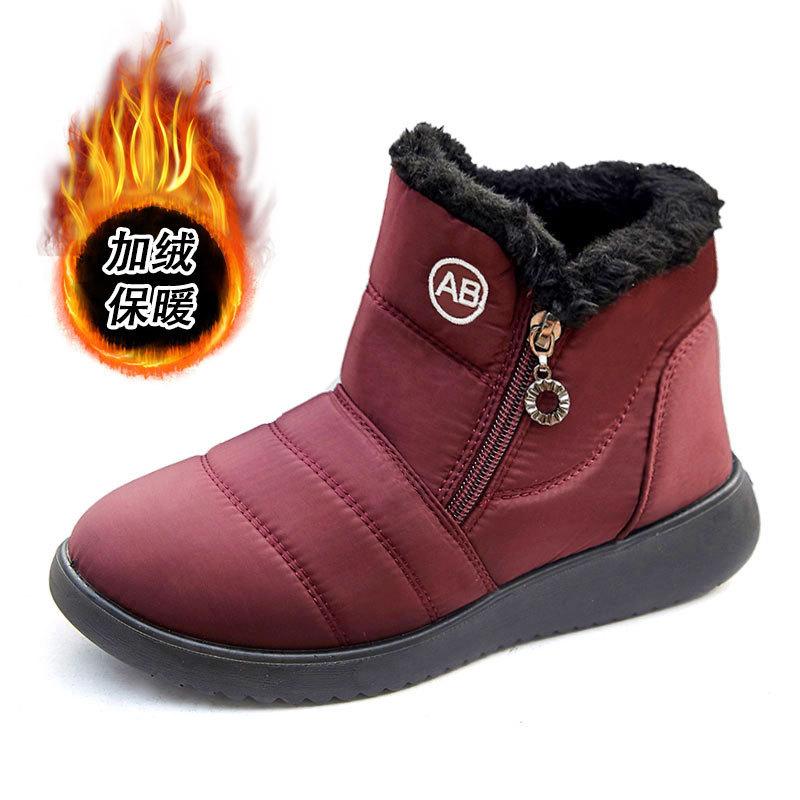 Winter new mid-top snow boots side zipper cold-resistant warm cotton boots men's and women's outdoor cotton shoes