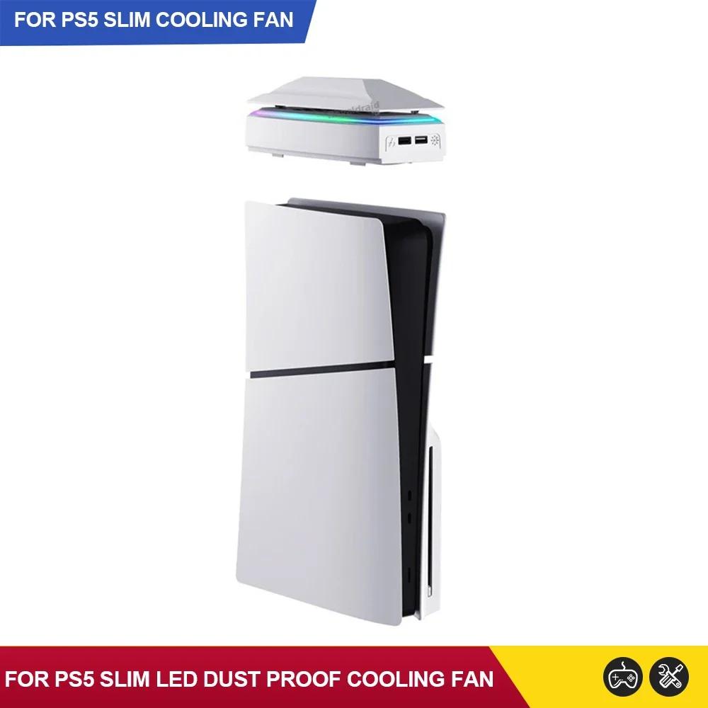 Ventola di Raffreddamento Superiore per PS5 Slim con Luce LED RGB Radiatore Host di Gioco Ventola di Raffreddamento Superiore Antipolvere per Console PS5 Slim