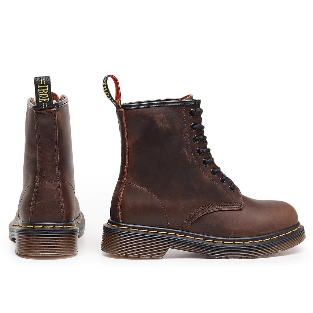 High-top Crazy Horse brown locomotive boots women's classic retro British style short boots men's and women's leather boots round head trend