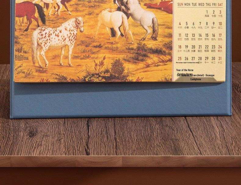 2026 Year of the Horse Leather Desk Calendar: Customizable High-End Planner & Desktop Ornament