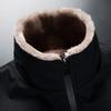 Men's Winter Stand-up Collar Coat with Fleece and Warm Cotton-padded Jacket Thickened Solid-color Down Jacket