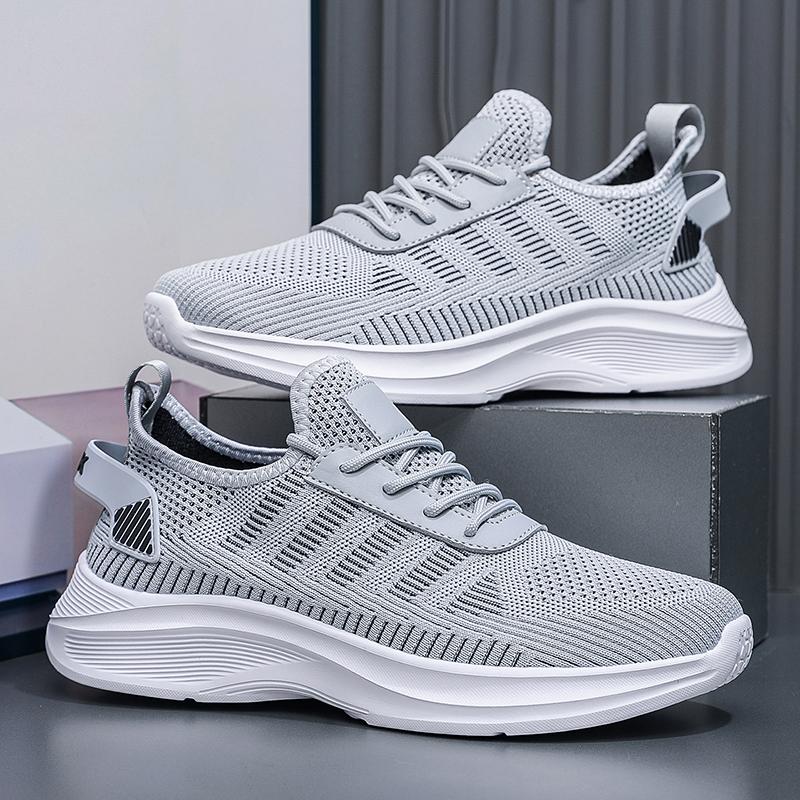 Men's 2026 New Sports Shoes Breathable Mesh Lightweight Shock Absorption Running Shoes Large Size Trendy Casual Sneakers