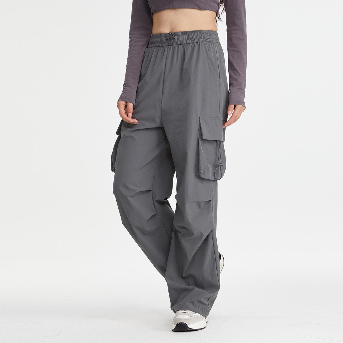 

American parachute overalls high waist and thin straight wide legs casual summer mountaineering quick-drying thin trousers XL