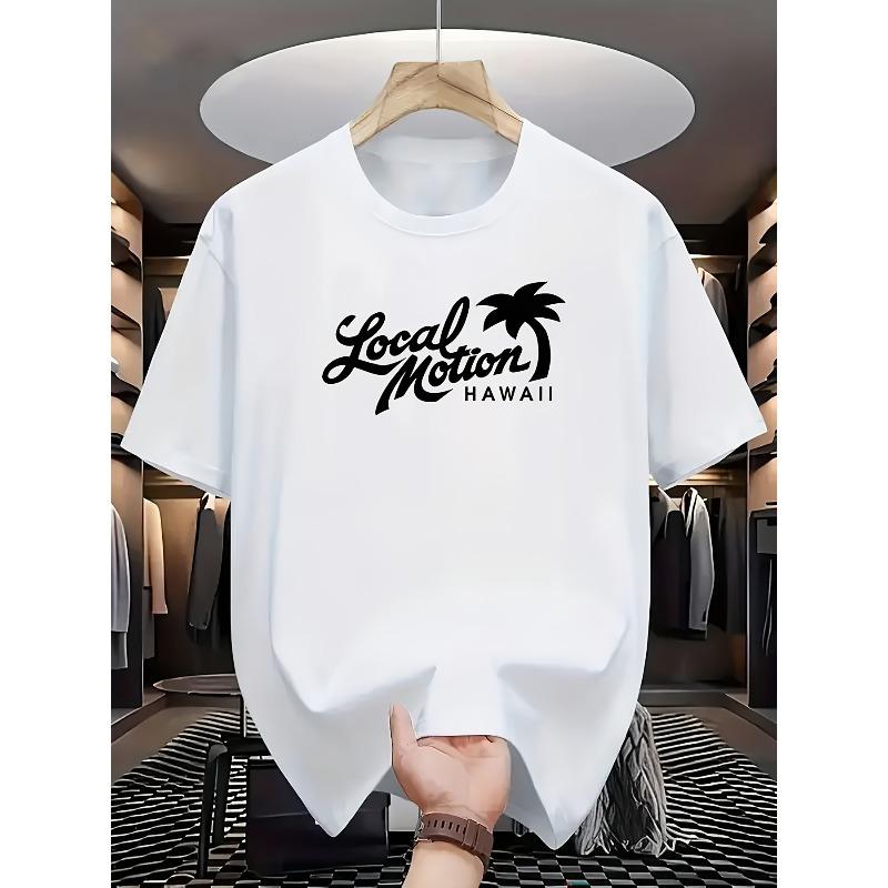

Европейские размеры Белая футболка с коротким рукавом с надписью Local Motion HAWAII и изображением пальмы S белый