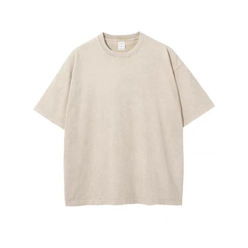 Men's Oversized Washed Gray T-Shirt Vintage Crew Neck Short Sleeve Casual Basic Top