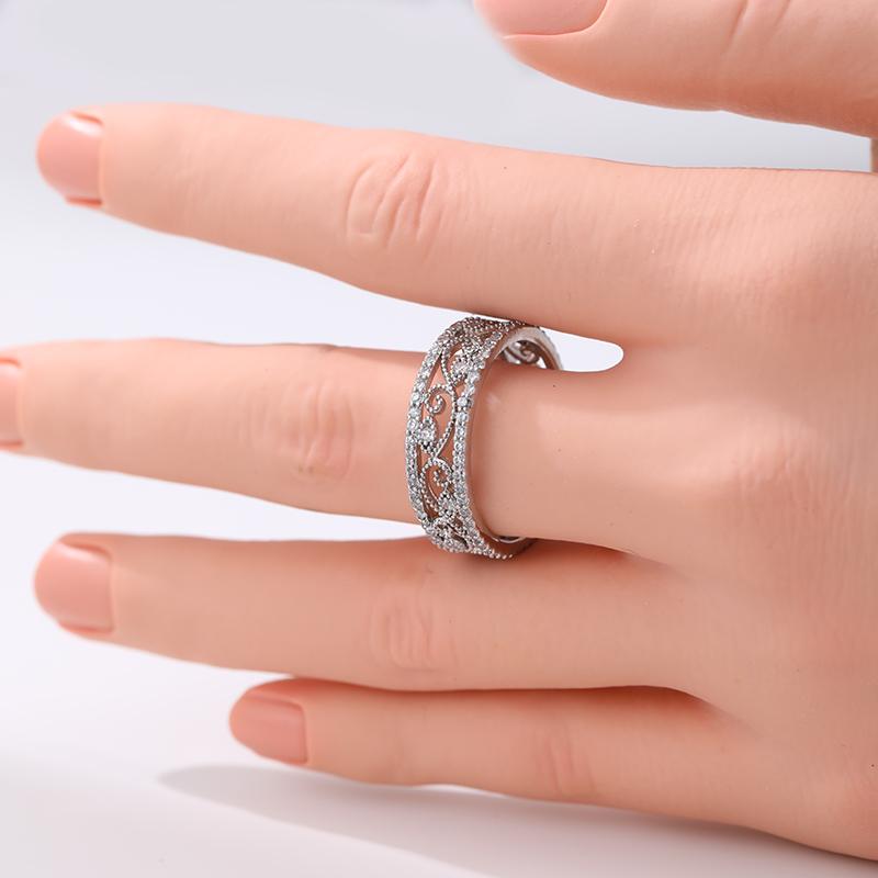 Sparkling Inlaid White CZ Women's Ring Trendy CopperColor Geometry Daily Wear Party Jewelry Anniversary Gift
