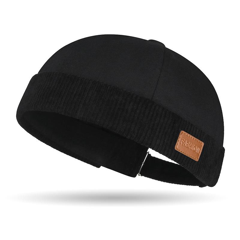 Men's and Women's Harajuku Color-matched Tang Hats, Trendy and Stylish, Sailor's Patchwork Velvet Leather Label Landlord Hats