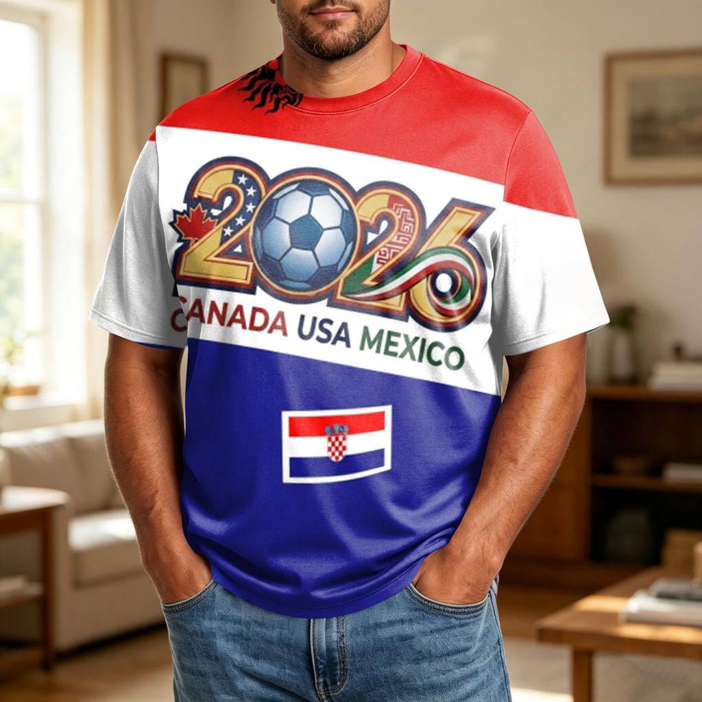 Men's Large Size Casual Loose Fit Breathable T-Shirt Soccer Graphic Design Short Sleeve Comfortable Top for Everyday Wear
