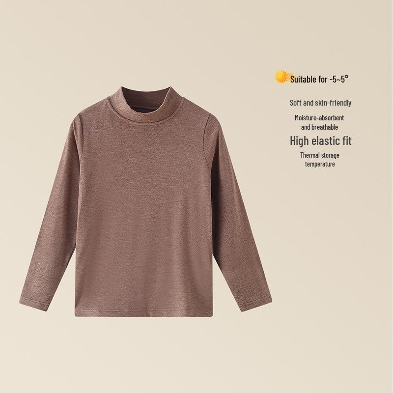 Children's Seamless Thermal Top - German Velvet, High Collar for Autumn/Winter