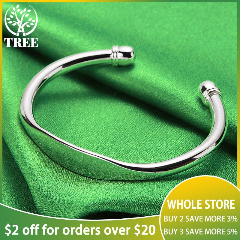 925 Sterling Silver 5mm Adjustable Double Bead Cuff Bangles Bracelet Gift For Woman Man Christmas Wedding Engagement Jewelry