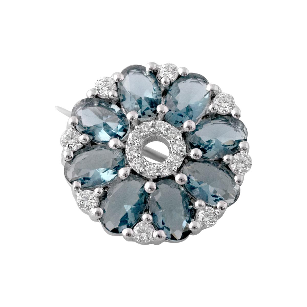 

Срібна брошка з топазом Лондон Блю 3.106ct (2112112) синій