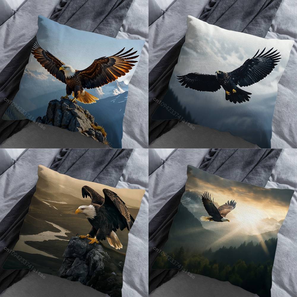 Soaring Eagle Pillowcase for Sofa Room Office Decor Printing Merchandise AllMatch Cushion Cover
