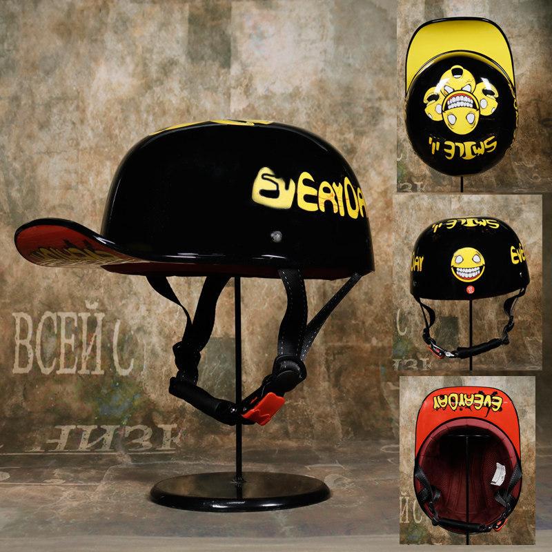 

Vintage gangster personality baseball cap helmet electric car half helmet scooter scoop helmet cap helmet M
