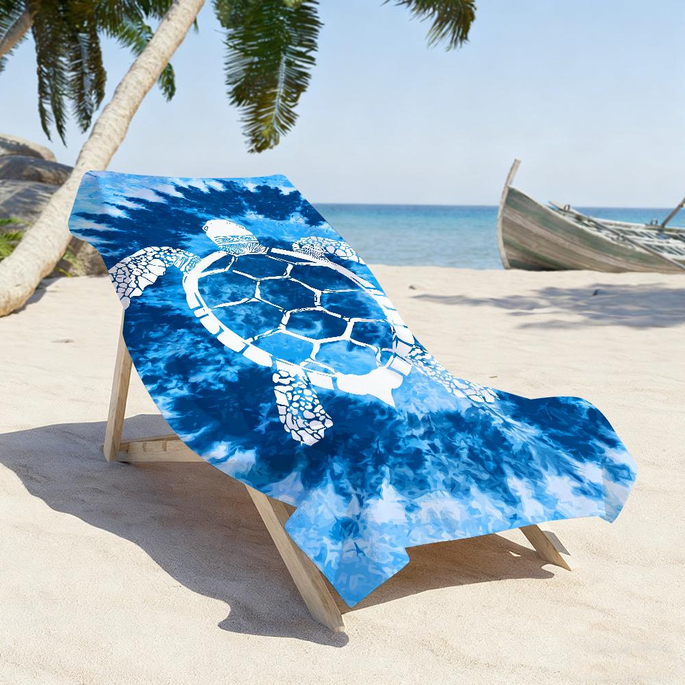 Line Ocean Art Style Turtle Towel Soft Pool Gift For Travel Gym Shower Camping Quick Dry Sports Large Beach Towels