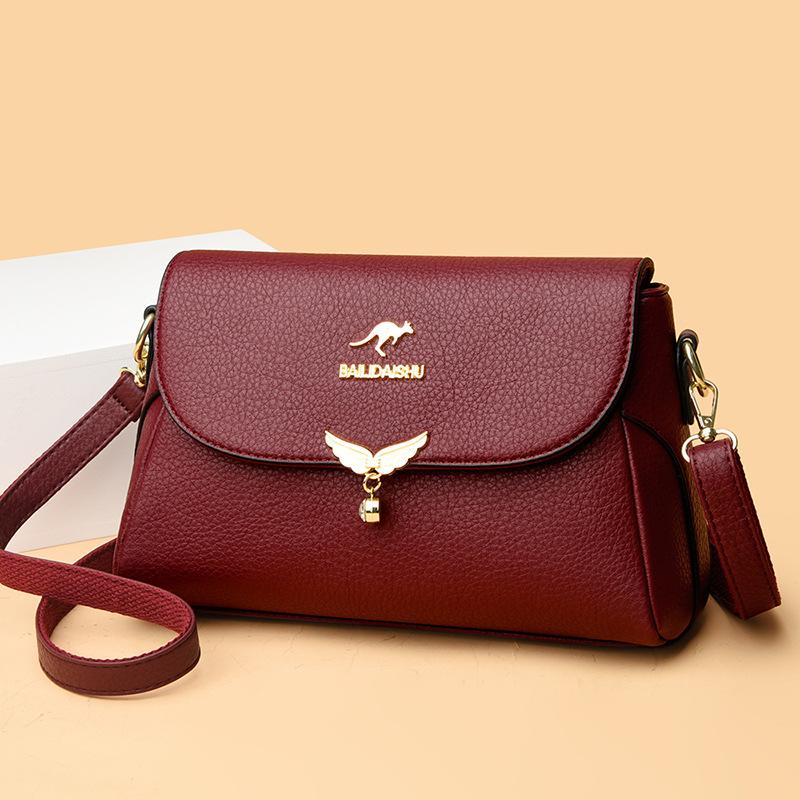 New Shoulder Bag Fashionable Crossbody Bag Women's Soft Leather Bag Middle-aged Mother Bag Versatile Square Bag
