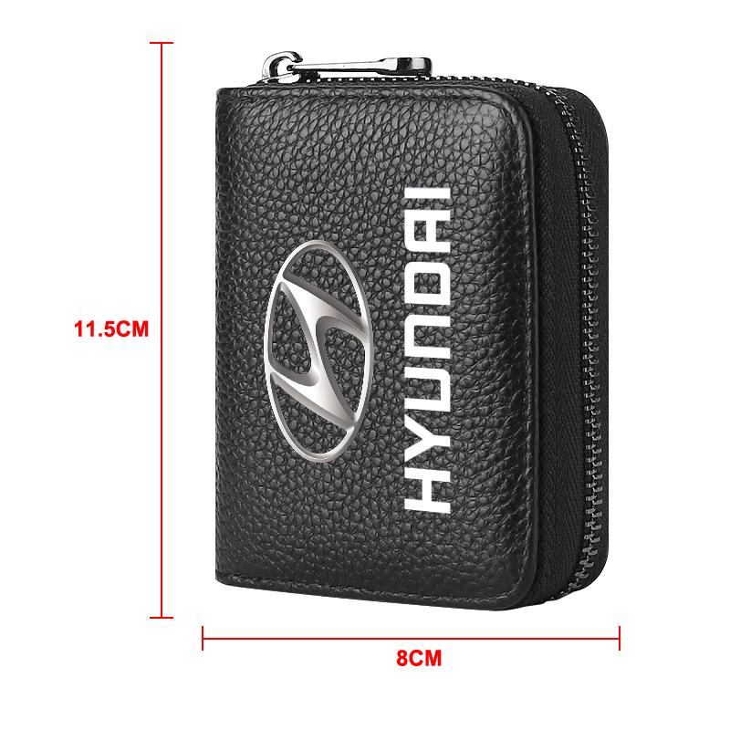 Kožená peněženka na řidičský průkaz, občanský průkaz, bankovní karty, styling auta pro Hyundai Santa Fe Sonata Solaris Azera Creta I30 Ix25 IX35 Tucson