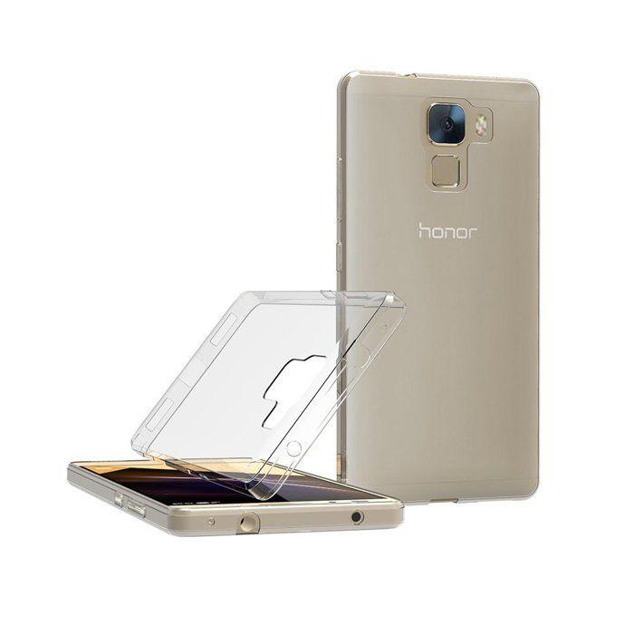 Coque et tour de cou pour Honor 7 - TPU Souple Transparent Cordon Noir réglable Phonillico®
