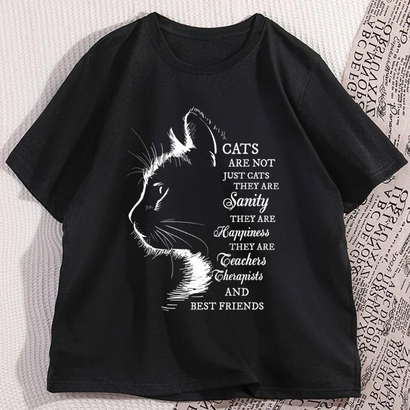 

Hip Hop Streetwear Clothing Cat Lover TShirt Unisex Women Casual Shortsleeved Printed T Shirt Comfortable Crewneck Graphic Tee S