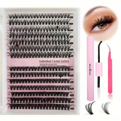 DIY Kirpik Seti Cımbız Tutkal Kirpik Seti 30D + 40D Kıvırcık Sahte Kirpikler