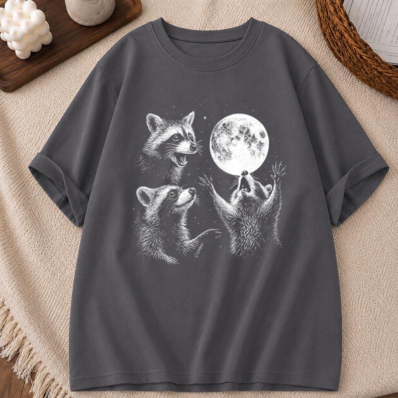 Halloween Raccoons Shirt for Unisex Unisex Raccoons Vintage Graphic TShirts Raccoon Moon Tee Funny Meme Streetwear Tops